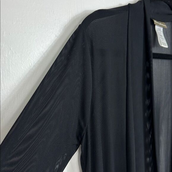 Tommy Bahama Black Mesh Sheer Open Front Long Sleeve Cardigan Size XS - Picture 3 of 9